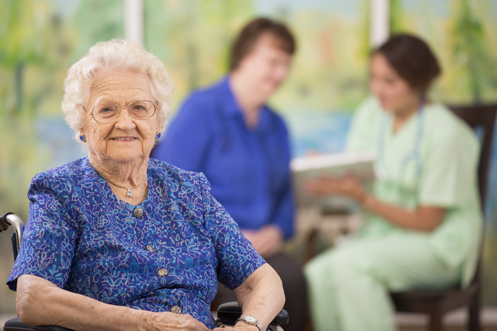 Elderly woman in a wheelchair